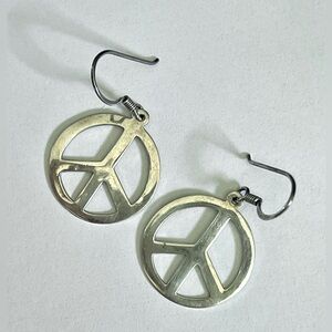 Vintage 70’s 925 Silver Peace Sign Earrings